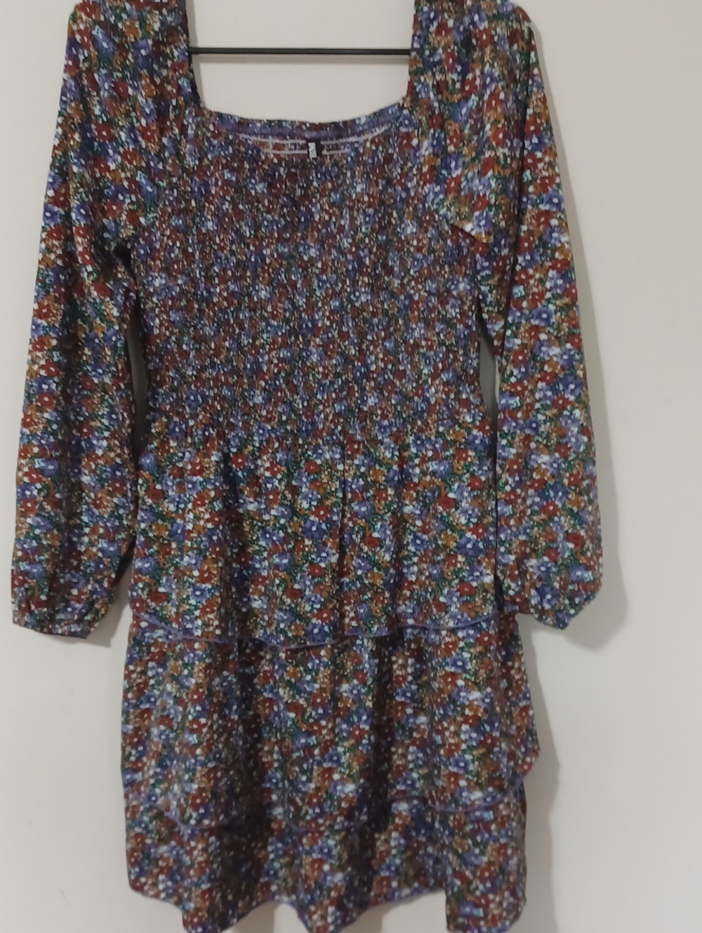 BTFBM Boho Floral Tiered Smocked Lightweight Dress In Multicolors. NWOT. Size M